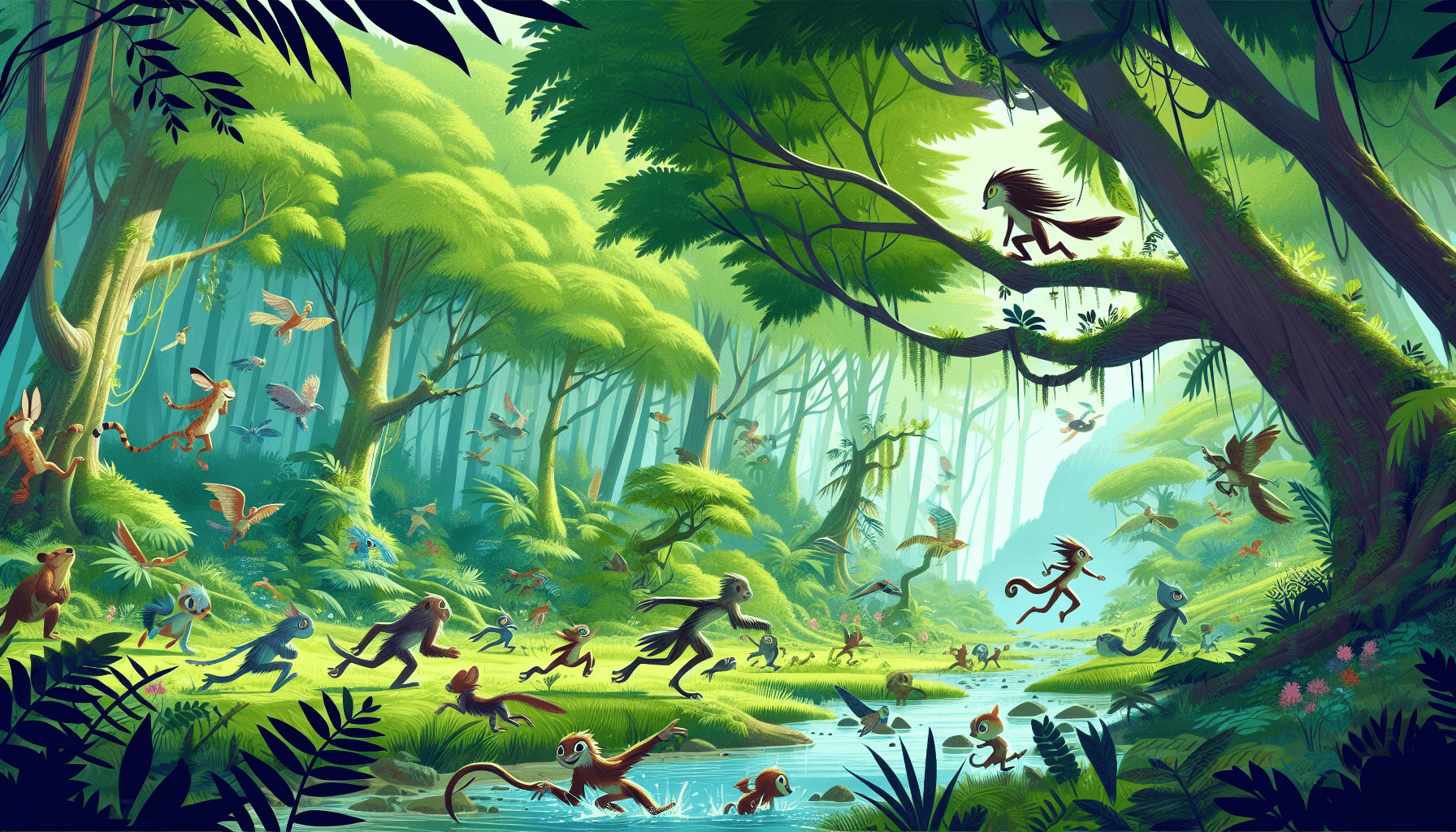 Lush forest with creatures